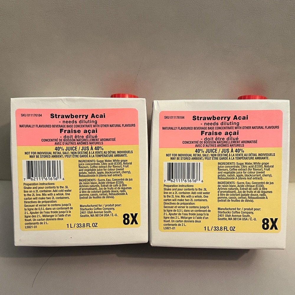 New 2 Starbucks Strawberry Acai concentrate
